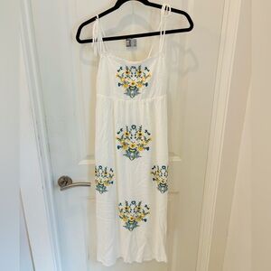 NWT Kirious Floral Embroidered White Sundress- S